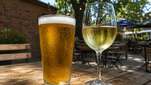Cold beer and wine