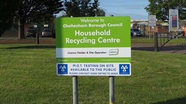Recycling centre sign